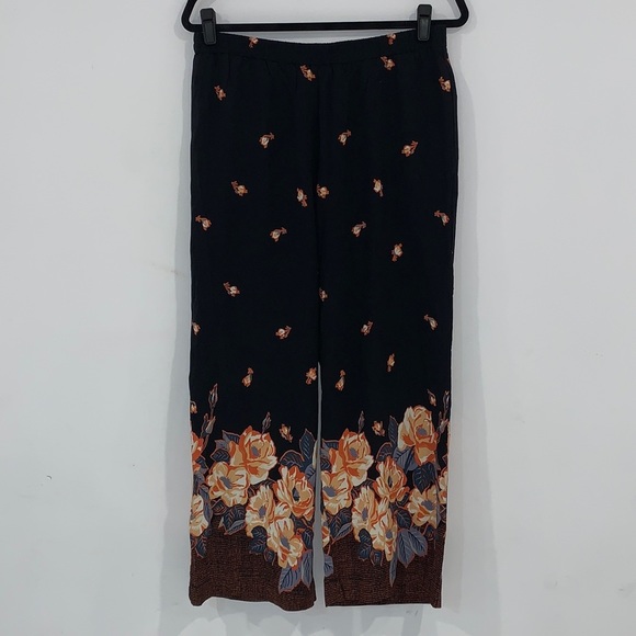 Anthropologie Black Blake Floral Print Trousers size Medium - Picture 3 of 16